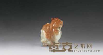 清中期 白玉洒金天禄坠 高5.5cm